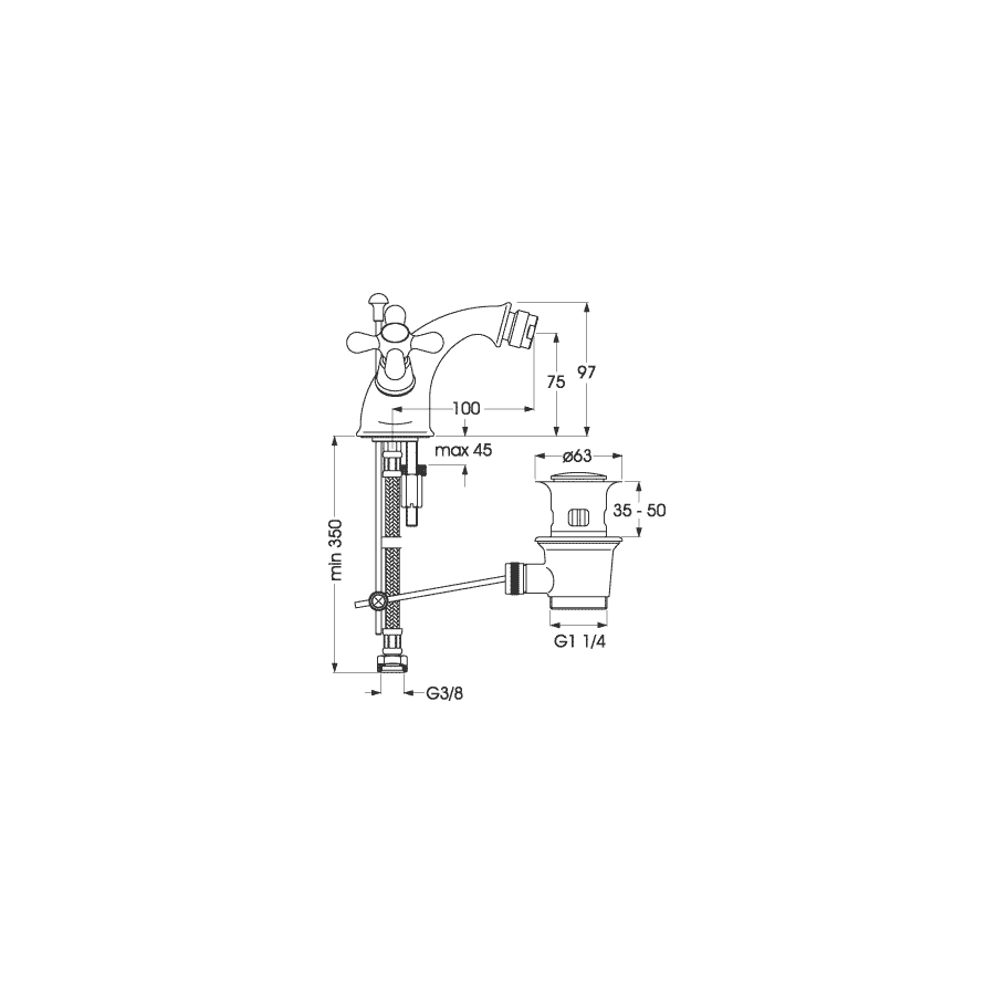 Смесител стоящ за биде Retro