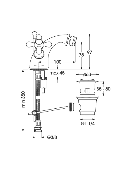 Смесител стоящ за биде Retro