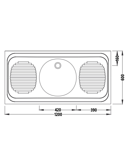 Умивалник еднокоритен с два отцедника 1200/600 mm