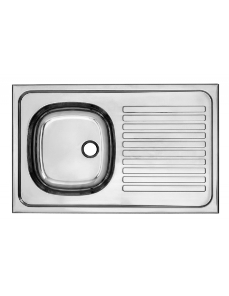 Умивалник за вграждане еднокоритен, кухненски 800/500 mm - Ф52 mm