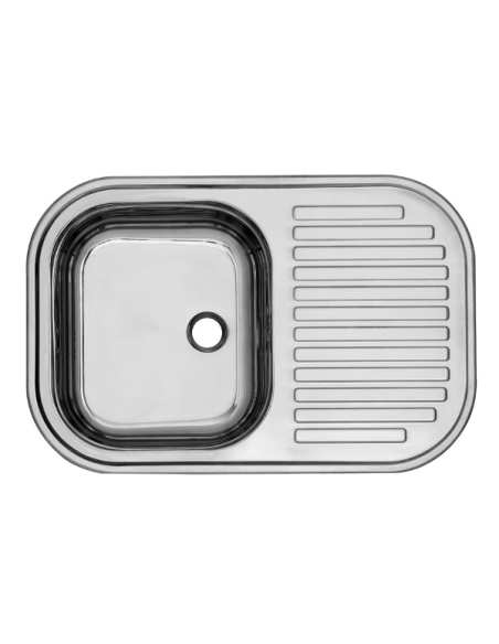 Умивалник еднокоритен за вграждане 750/500 - Ляв отцедник - Ф90