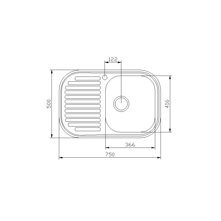 Умивалник еднокоритен за вграждане 750/500 -...
