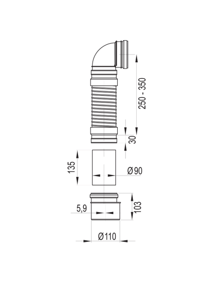 Гъвкаво коляно за структура ф90/110 (8050390086)