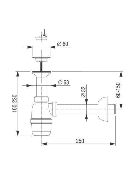 Сифон за мивка с тапа (201647)