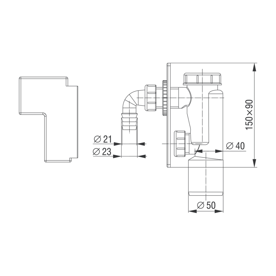 Сифон за пералня /скрит/ (195546)