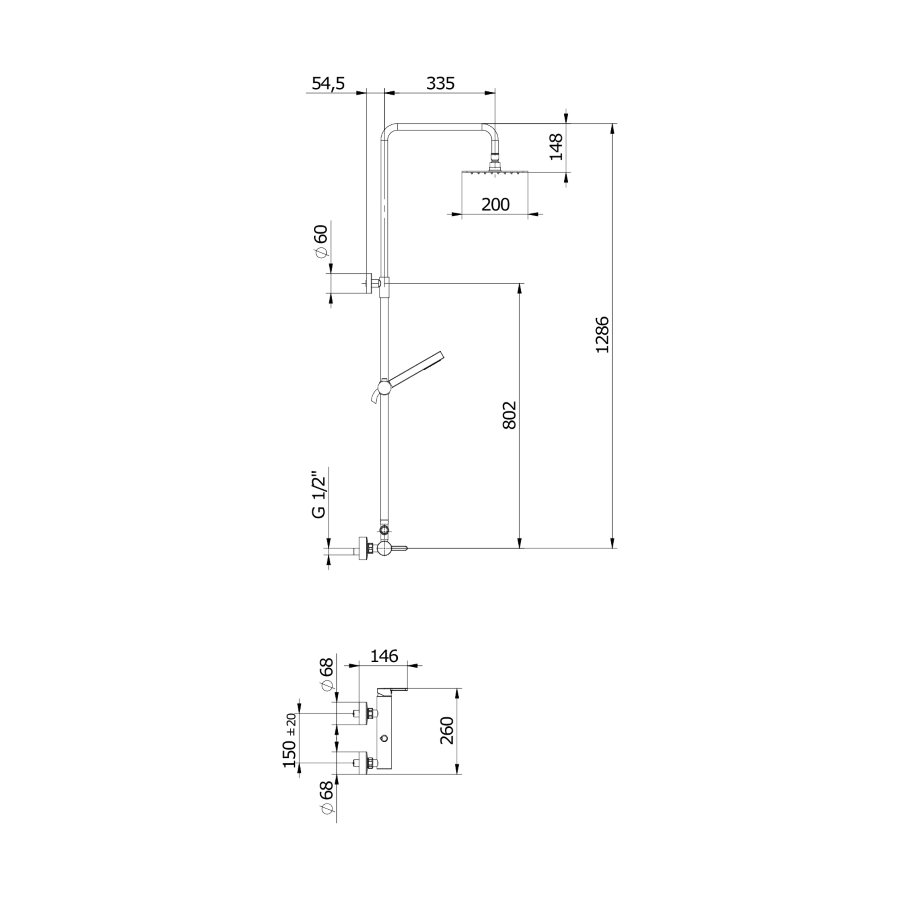 Душ със смесител за душкабина