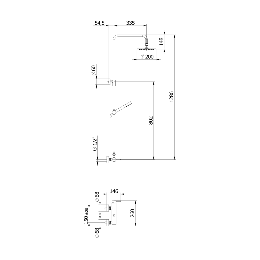 Душ със смесител за душкабина