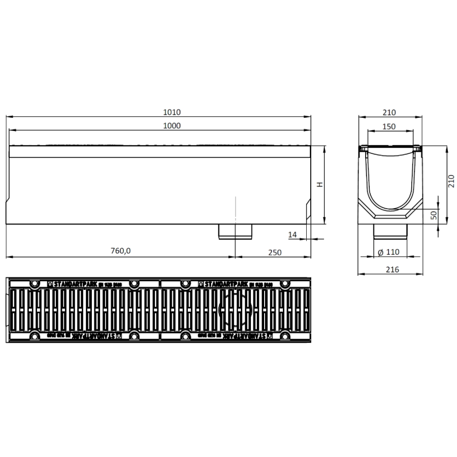 Линеен отводнител от фибробетон FB PRO D400...