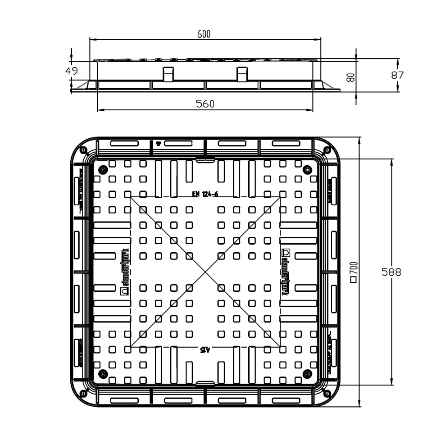 Капак PP A15 700x700 (квадратен/зелен)