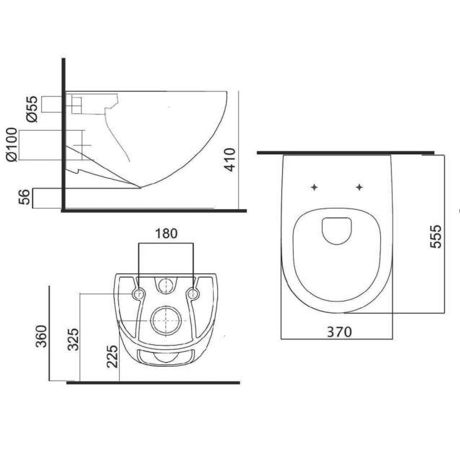 Висяща тоалетна Fluenta Rimless с капак Slim