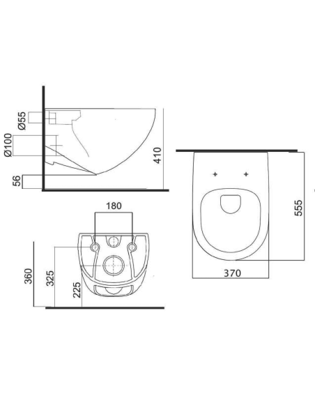 Висяща тоалетна Fluenta Rimless с капак Slim
