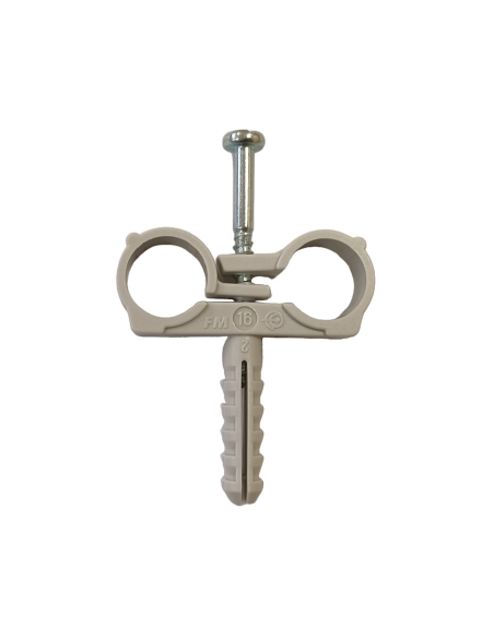 Двойна скоба СТN Ф20 с дюбел и винт (ДВОЙНА)