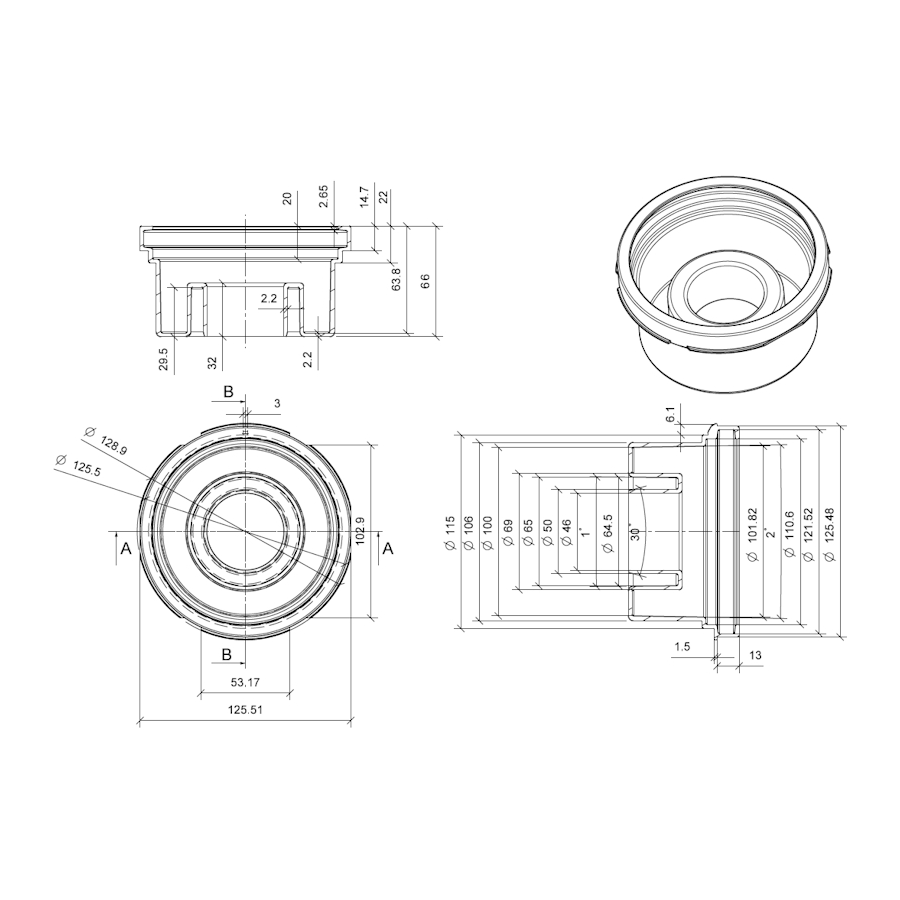 СИФОН VERTICAL SQUARE /150х150/