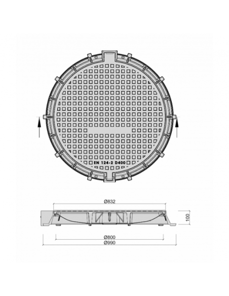 Чугунен капак Ф800 D400 /M/