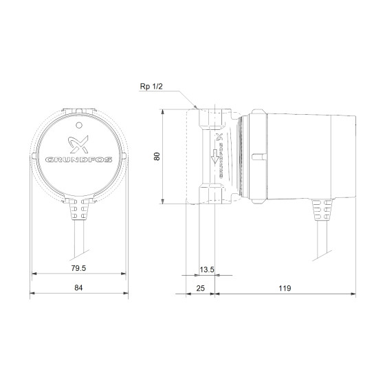GRUNDFOS  UP 15-14- B PM РЕЦИРК. /97916771/ 2