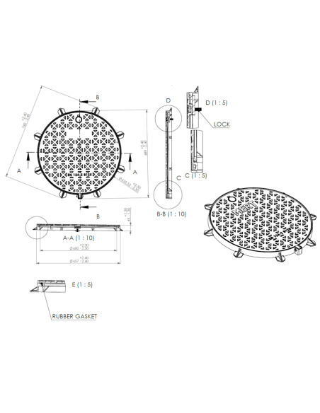 Чугунен капак Ø600 B125 /M/