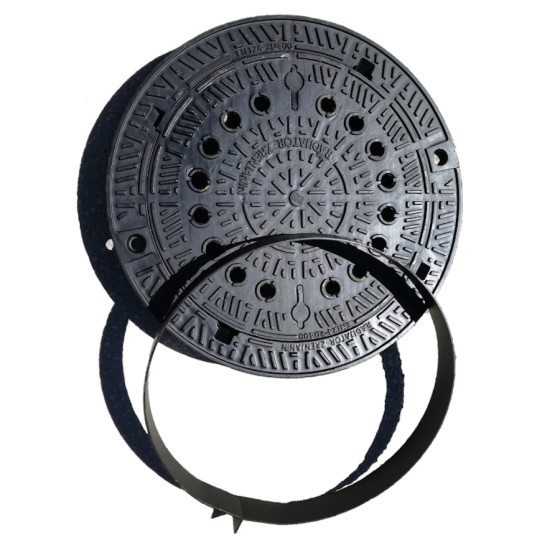 Чугунен капак Ф600 D400 самонивелиращ с отвори и заключване