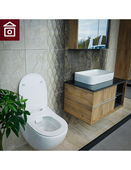 Висяща тоалетна Fluenta Rimless с капак Slim