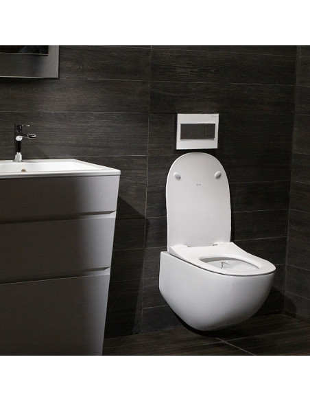 Висяща тоалетна Fluenta Rimless с капак Slim