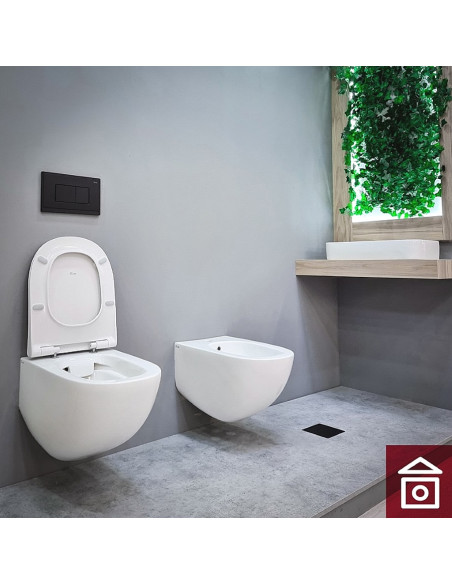 Висяща тоалетна Fluenta Rimless с капак Slim