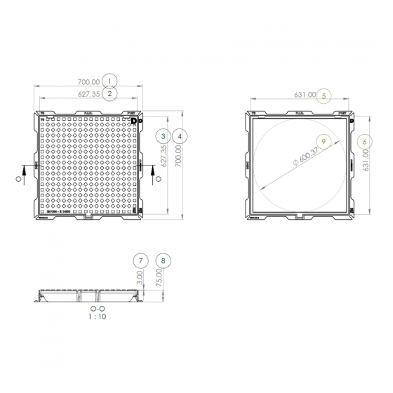 Чугунен капак 600x600 D400 /P/ H75 2