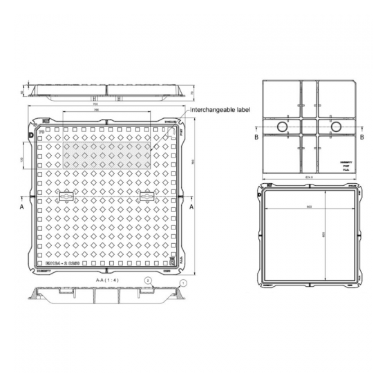 Чугунен капак 600x600 C250 /P/ H51 2