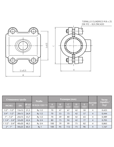 Поцинкована водовземна скоба  1 1/2“ х 3/4“