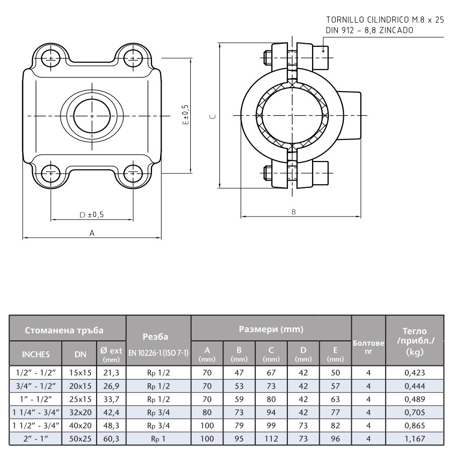 Поцинкована водовземна скоба  1“ х 1/2“