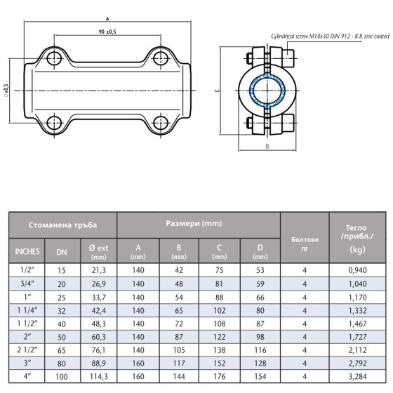 Поцинкована скоба за ремонт (голяма)  1 1/2“ 2