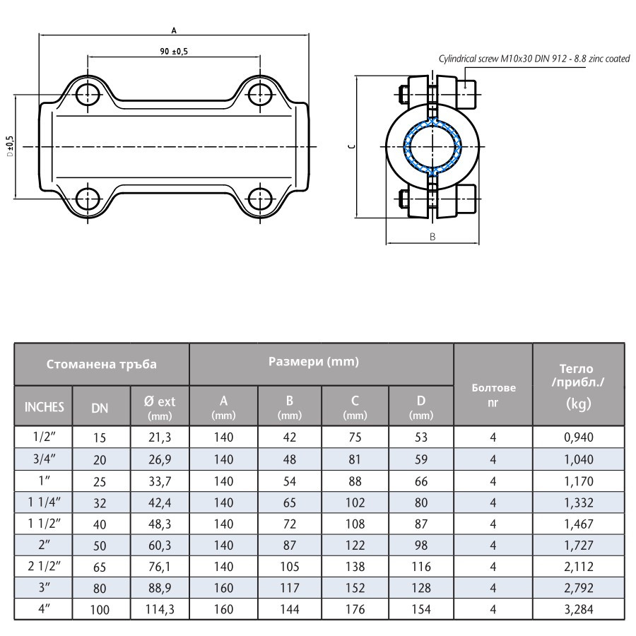 Поцинкована скоба за ремонт (голяма)  3/4“