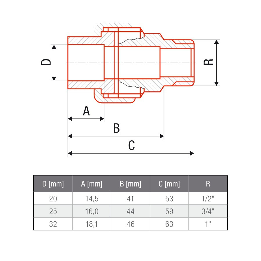 PPR Холендрова връзка Ф20x1/2“ мъжка