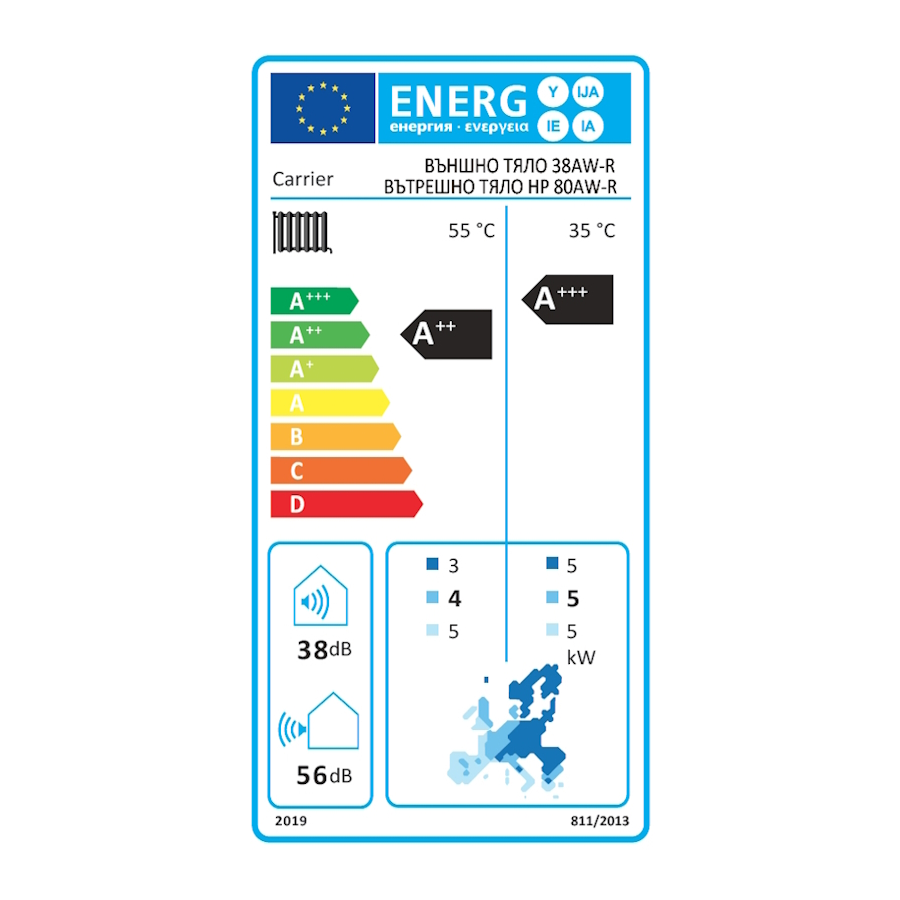 Термопомпа сплит Carrier 38AW-R/80AW-R R32 (16kw)