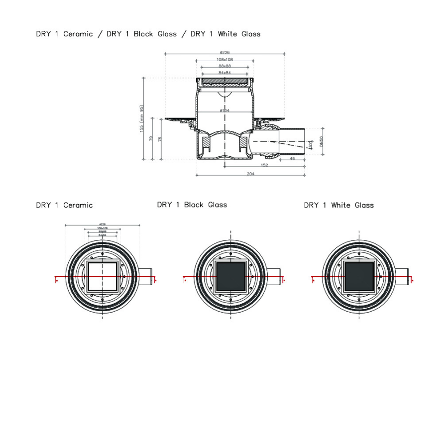 СИФОН DRY 1 ЧЕРНО СТЪКЛО  /100х100/
