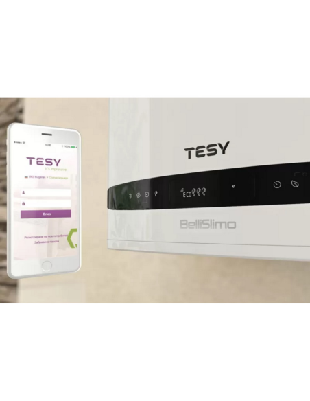 Електрически бойлер TESY BelliSlimo Cloud Dry с WIFI  управление и варовити води 40л. 2200W, вертикален