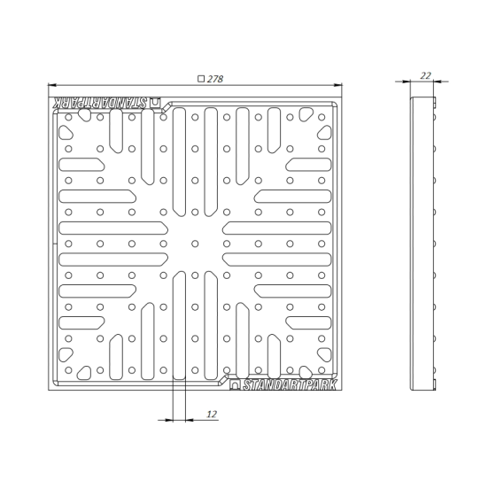 Чугунена решетка за шахта B125 300x300 2
