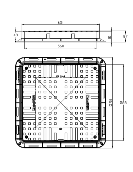 Капак PP A15 700x700 (квадратен/зелен)