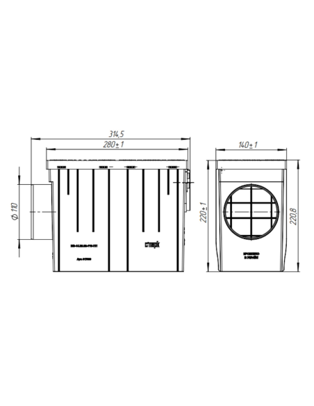 Ревизионна кутия PP Easy 314x140x221 с хоризонтален изход