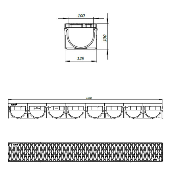 Линеен отводнител с поцинкована решетка Easy3 A15 DN100 H100 2