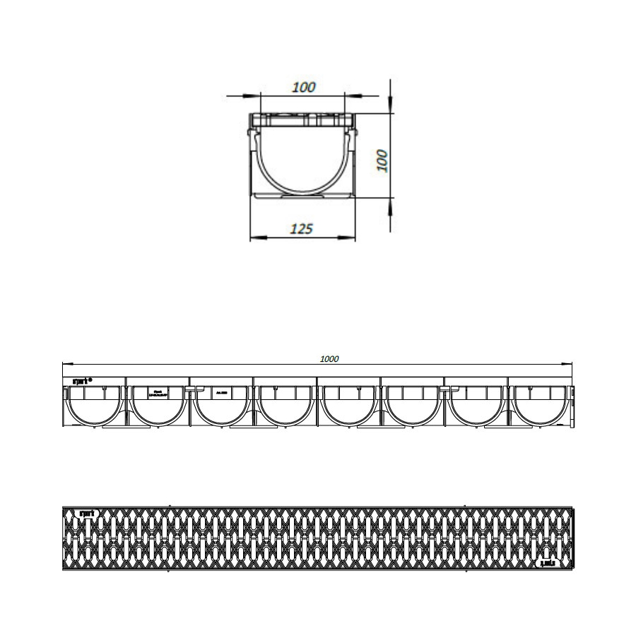 Линеен отводнител с поцинкована решетка Easy3...