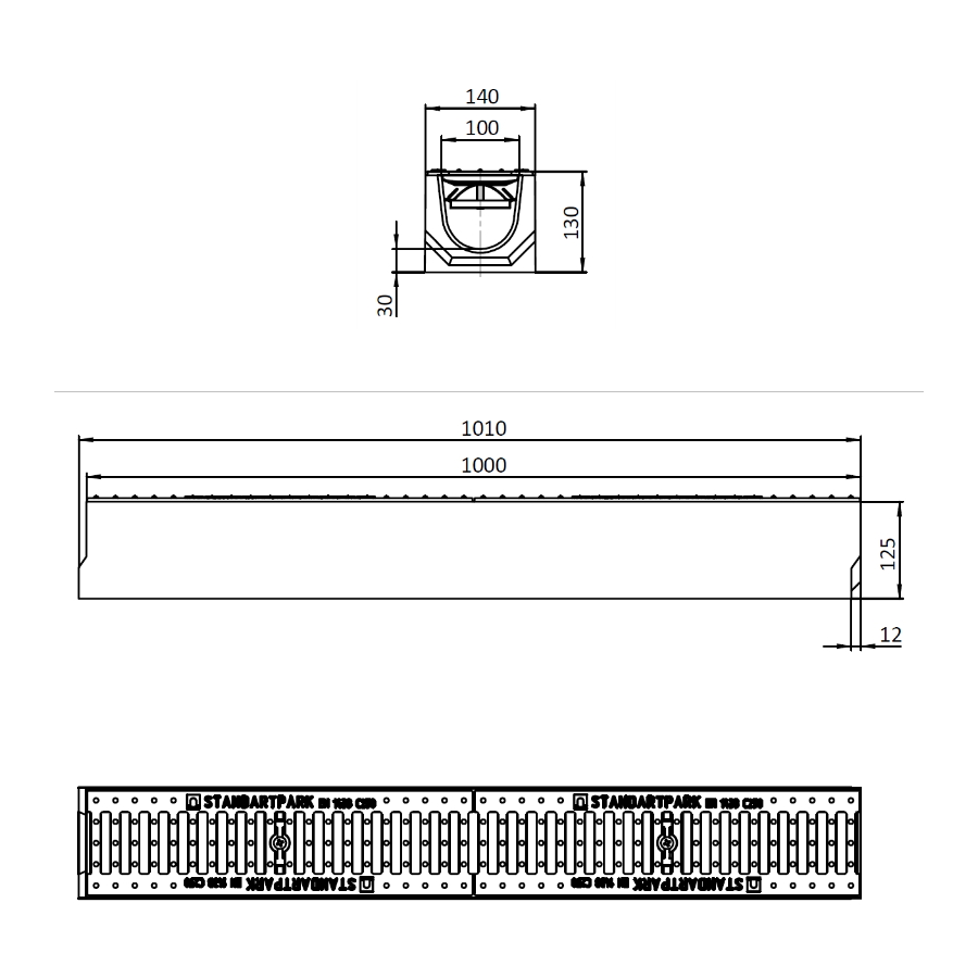 Линеен отводнител от фибробетон FB BASE C250...