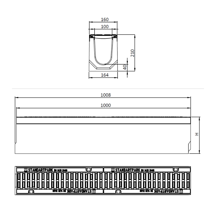 Линеен отводнител от фибробетон FB PRO D400...
