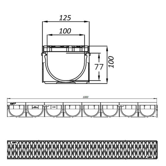 Линеен отводнител с решетка от полипропилен Easy3 A15... 2