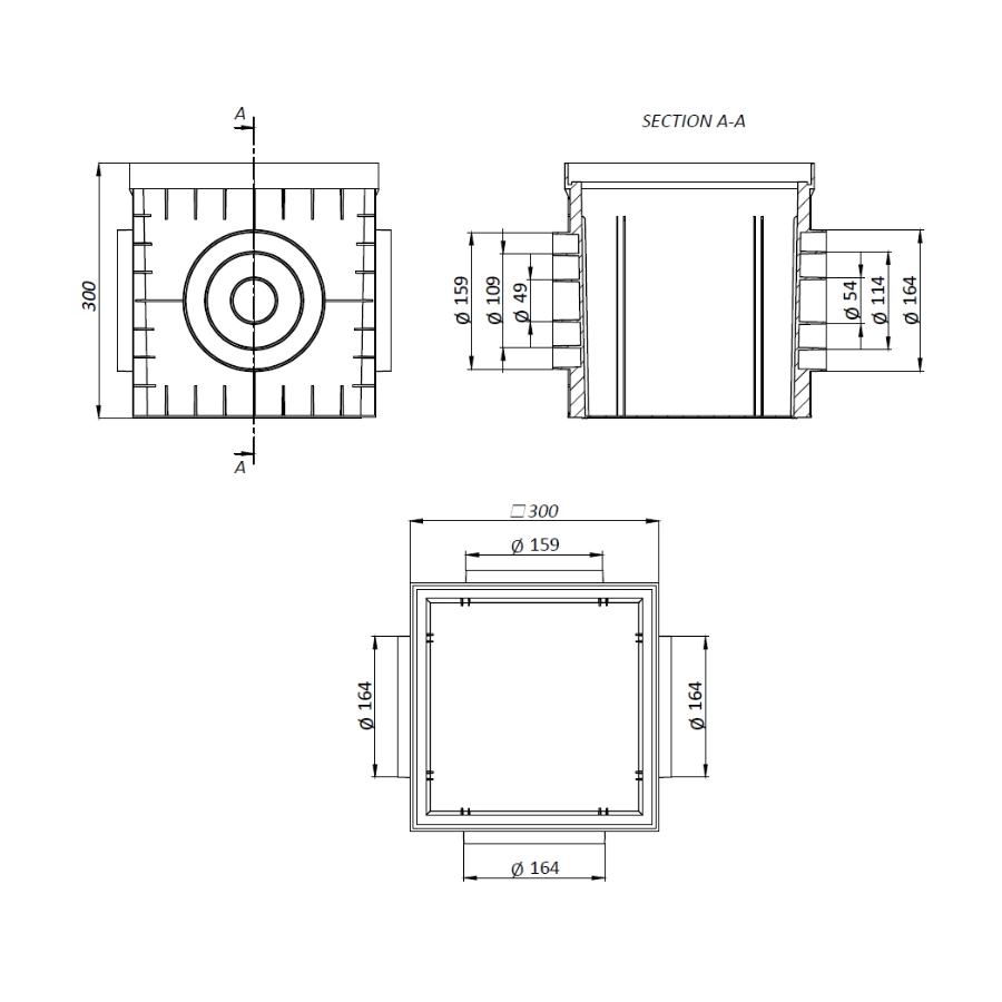PP Шахта A15-C250 300x300 (черна)