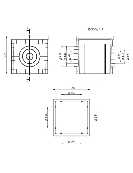 PP Шахта A15-C250 300x300 (черна)