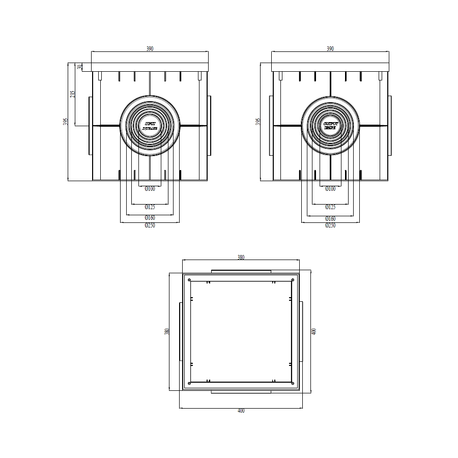 PP Шахта A15-C250 400x400 (сива)