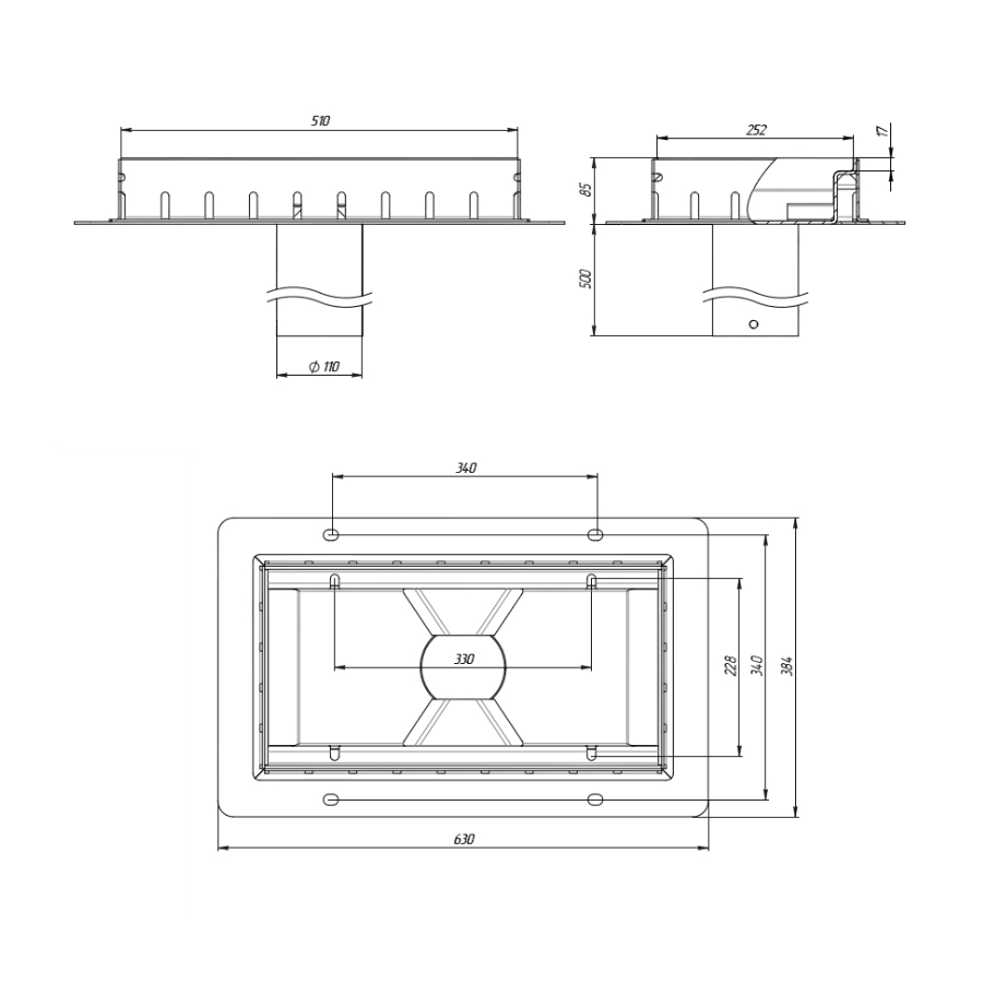 Линеен отводнител за мостове с чугунена решетка...