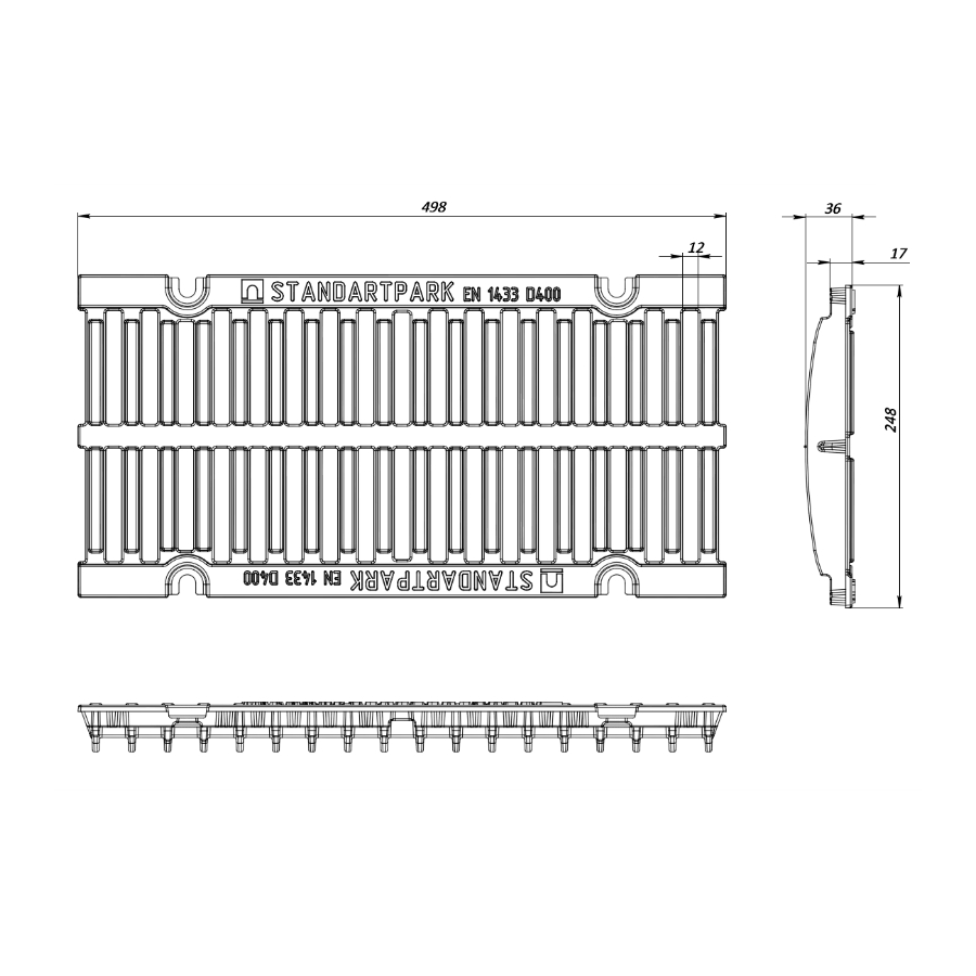 Линеен отводнител за мостове с чугунена решетка...