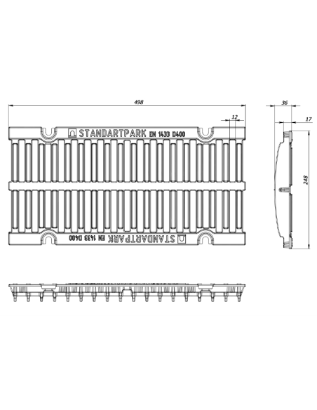 Линеен отводнител за мостове с чугунена решетка D400