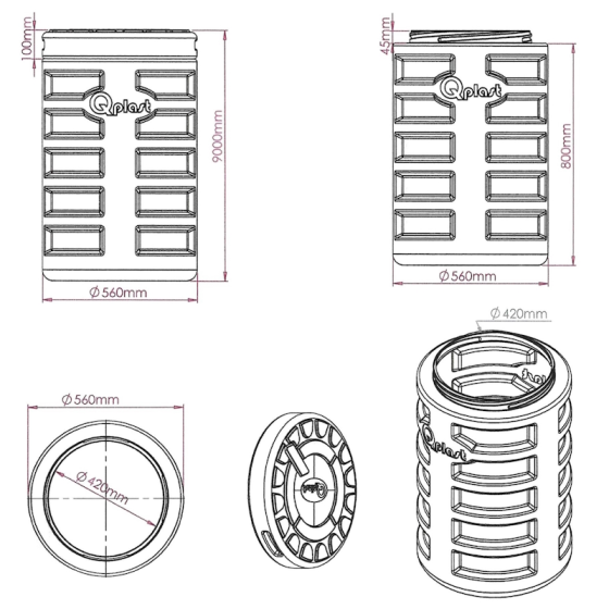Водомерна шахта PE с капак Ф560х900 (необорудвана) 2