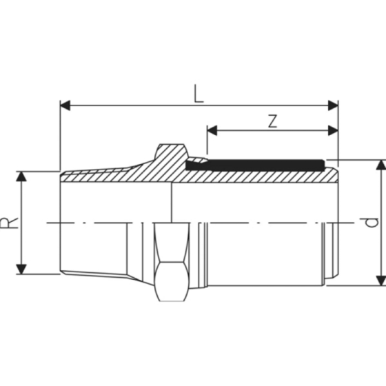 PE преход с външна резба 50 х 1 1/2" за заварка без муфа 2